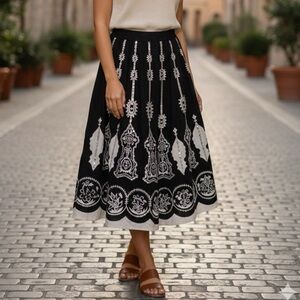 Sandy Starkman Sequined Western Swing Skirt MED Boho Cowgirl Hippie Twirl Dance